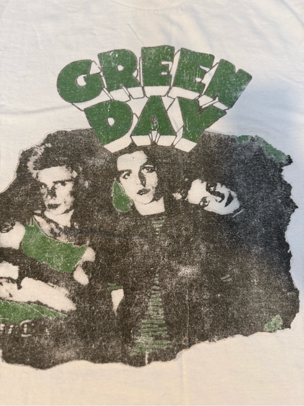 Green Day 1995-96 Tour Band Tee White Distressed Graphic Shirt Size Small